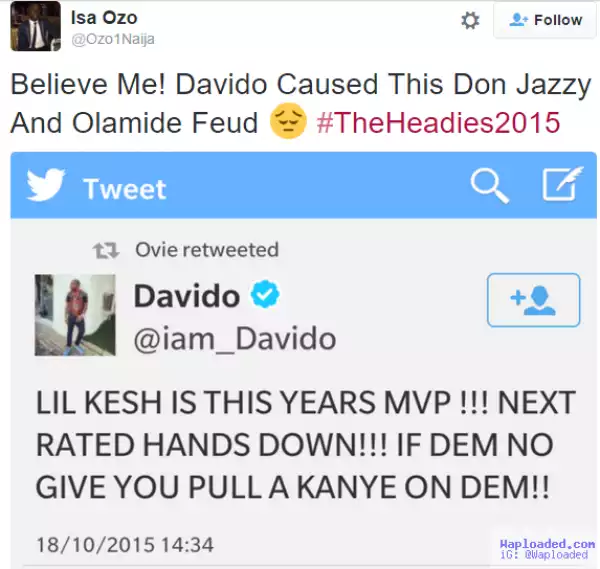 Believe Me! Davido Caused This Don Jazzy and Olamide Feud (Snapshot)